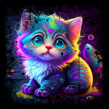 Little Kitten Kids Outline Tee Design